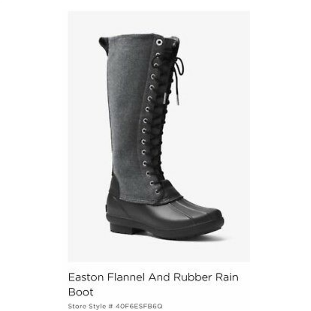 Michael Kors flannel rubber rain boots
